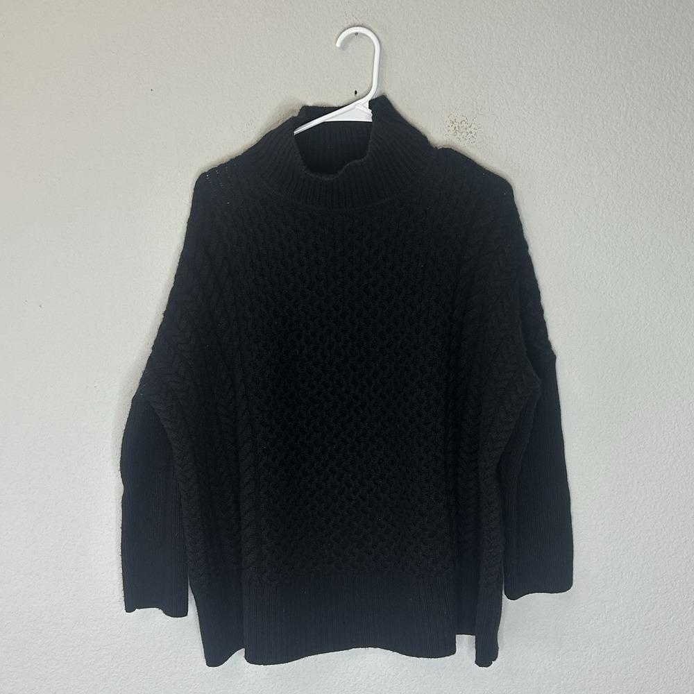 AYR Le Square Chunky Knit Merino Wool Black Sweater Women's Size M Pullover